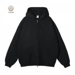 MAQVOB EU US Size High Quality Streetwear Autumn Winter Fleece 350G Double-Sided Zipper Loose Sweatshirt Hoodies