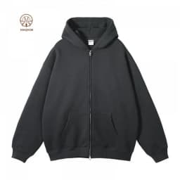 MAQVOB EU US Size High Quality Streetwear Autumn Winter Fleece 350G Double-Sided Zipper Loose Sweatshirt Hoodies