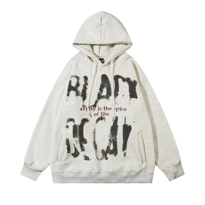 American Retro Letter Printed Street Style Men's Hoodie Autumn Winter Fashion Y2k Streetwear Casual Loose Hooded Sweatshirt