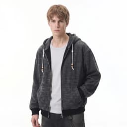 American Retro Men's Casual Zipper Hoodie Autumn Winter Fashion Loose Hooded Jacket Japan Korean Streetwear Sweatshirt