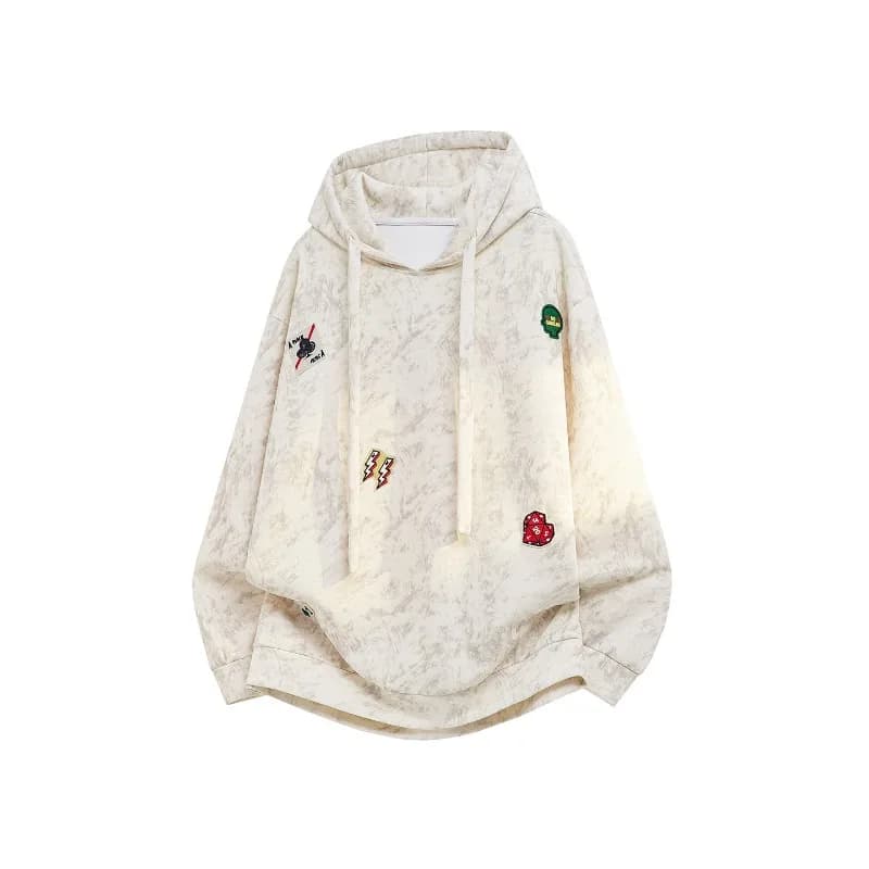Autumn New Men's Oversized Loose Hoodie Y2k Streetwear Winter Thick Fashion Embroidery Label Hooded Sweatshirt Japan Streetwear