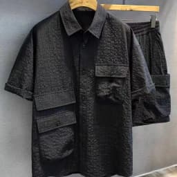 New 2025 Men's Short Sleeve Shirt Set Casual Loose Summer Two-Piece Suit Fashionable Shorts Combo Youth Apparel