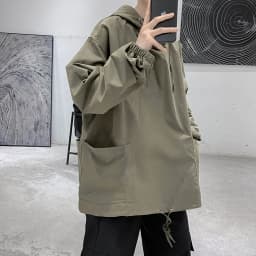 Vintage Hoodie Men's Jacket Chic Streetwear Spring Autumn Loose Fit Casual Pure Color Youth Fashion Bomber Coat