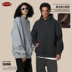 ZODF Fashion Winter 520gsm Man Heavy Weight Hoodie Unisex Loose Warm 100% Cotton Terry Hooded Pullovers Brand Coats HY0030