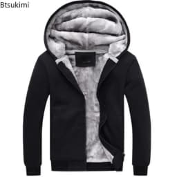 Fashion Men's Jackets Winter Hooded Coats Male Warm Sweatshirts Fleece Hoodie Slim Student Hoodies Outerwear 2026 Men's Clothing