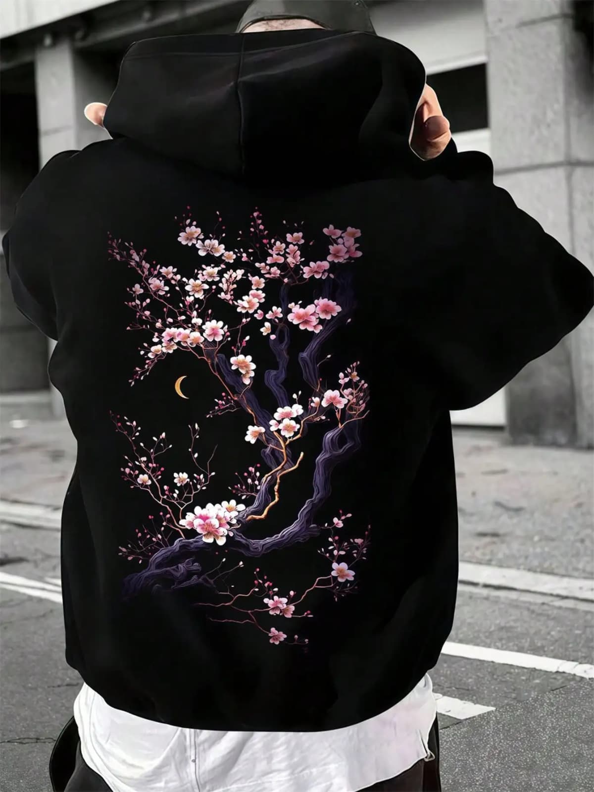 Plum blossoms that can withstand severe cold Print Mans Retro Loose Hoodie Fleece Warm Fashion Hoody Unisex Basics Clothing