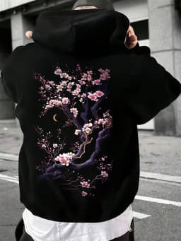 Plum blossoms that can withstand severe cold Print Mans Retro Loose Hoodie Fleece Warm Fashion Hoody Unisex Basics Clothing