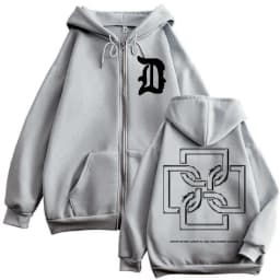 Rapper Duki Logo Graphic Zipper Hoodie Men's Women's Fashion Hip Hop Vintage Zip Up Sweatshirt Autumn Winter Oversized Pullovers