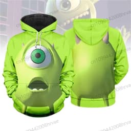 Monsters, Inc. costume shirts, James P. Sullivan cosplay hoodies, 3D Halloween sweatshirts for men and women, and character tops
