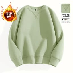 Thickened Fleece Hoodless Sweatshirt Men's round Neck Winter Casual Loose Fit Cotton Polyester Long Sleeve Self Heating
