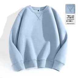 Thickened Fleece Hoodless Sweatshirt Men's round Neck Winter Casual Loose Fit Cotton Polyester Long Sleeve Self Heating