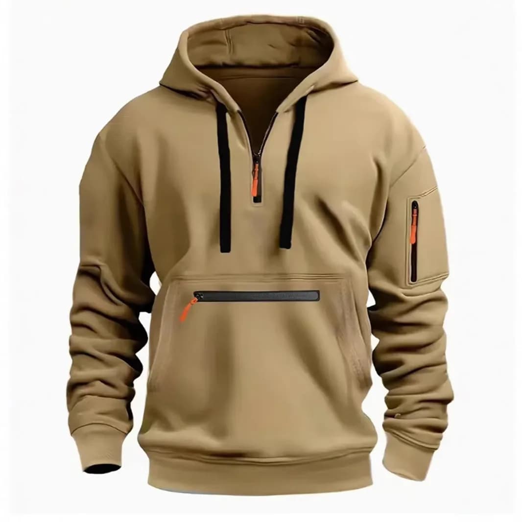 Men's New Sweater Hooded Arm Zipper Long Sleeve Pullover Trend Hoodie Fashion