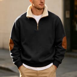 Coral Fleece Turtleneck Mens Sweatshirts Fall And Winter Retro Half Zipper Open Front Large Long Sleeve Top Mens Pullover Hoodie