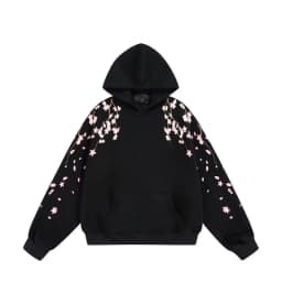 2026 Autumn New Plum Blossom Embroidery Printed Hoodie Japan Korean Fashion Streetwear Harajuku Casual Loose Hooded Sweatshirt