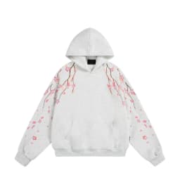 2026 Autumn New Plum Blossom Embroidery Printed Hoodie Japan Korean Fashion Streetwear Harajuku Casual Loose Hooded Sweatshirt