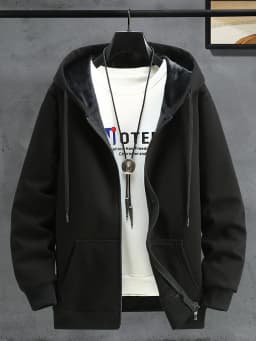 Men's Oversized Hoodie Cardigan Autumn Winter Fleece Zipper Loose Casual Top Elastic Long Sleeve Youth Trendy Color