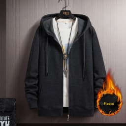Men's Oversized Hoodie Cardigan Autumn Winter Fleece Zipper Loose Casual Top Elastic Long Sleeve Youth Trendy Color