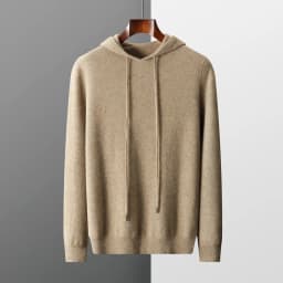 DjzDsm 100% Merino Wool Men's One-piece Ready-to-Wear Hoodie Knitted Sweatshirt Autumn Winter Casual Large Top Long Sleeved