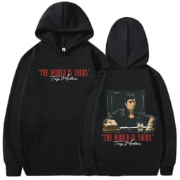 Classic Movie Scarface Hoodies The World Is Yours Tony Montana Al Pacino Hooded Sweatshirts Men Women Vintage Gothic Pullovers