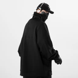 Fashion Hoodies Men Autumn Winter Windbreaker Mask High Collar Sweatshirts Techwear Function Loose Black Hoodie Pullover Black