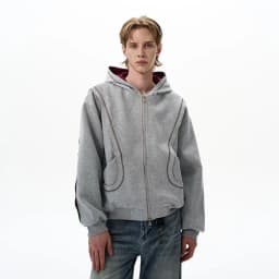2026 Autumn Winter New Korean Style Men High Street Casual Zip Up Hoodie Jacket Fashion Contrast Hooded Loose Sweatshirt Coat
