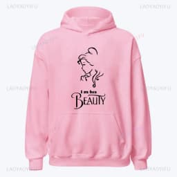 I'm Her Beast I'm His Beauty Print Sweatshirts Couple Matching Hoodies Men Women Long Sleeve Hooded Luminous Lover Hoodie