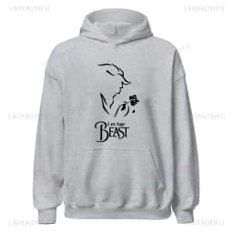 I'm Her Beast I'm His Beauty Print Sweatshirts Couple Matching Hoodies Men Women Long Sleeve Hooded Luminous Lover Hoodie