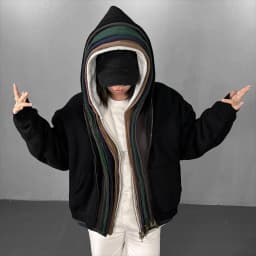 2026 Autumn/Winter Velvet Short Double Zipper Cardigan Hoodie Solid Color Cotton Fleece Mens Zip Up Hooded Pullover Sweatshirt