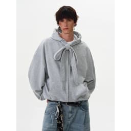 American Retro Strap Design Hooded Sweatshirt Autumn Winter Fashion Men's Casual Loose Zipper Hoodie Jacket Coats Y2k Streetwear