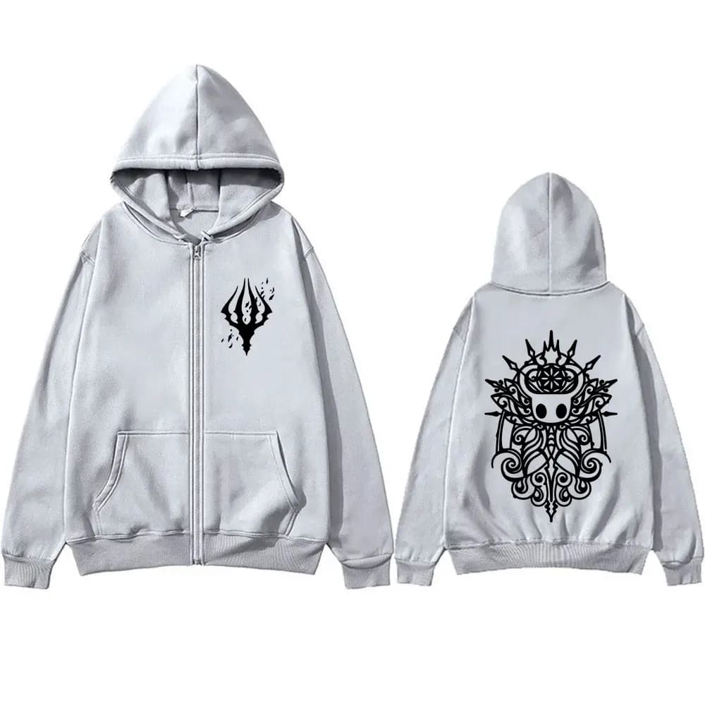 Game Hollow Knight Print Zipper Hoodie Men Women Novelty Zip Up Jacket Gaming Cartoon Hoodies Male Vintage Casual Fleece Coat