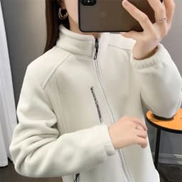 Winter Women Sweatshirt Coat Casual Loose Zip Up Cardigan Long Sleeve Sweatershirt Reversible Polar Fleece Stand Collar Coat