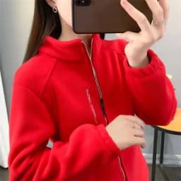Winter Women Sweatshirt Coat Casual Loose Zip Up Cardigan Long Sleeve Sweatershirt Reversible Polar Fleece Stand Collar Coat