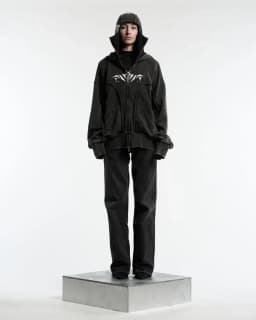 Y2K Harajuku Ninja Zip Up Hoodie Oversized Embroidered Washed Double Hat Sweatshirt American Style Streetwear Goth Men Women Top
