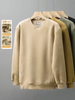 DUKEEN 600G Heavyweight Fleece Sweatshirts for Men 2025 Autumn and Winter Solid Color Basic Thick Warm Pullover Men's Clothing