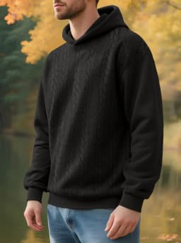 Men's Large Size Autumn And Winter Casual New Thickened Jacquard Hooded Sweater Long Sleeve Men's Top Men's