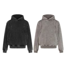 American Retro High Street Hoodie for Men Washed Patchwork DesignY2k Streetwear Autumn Winter Thick Loose Casual Hooded Pullover