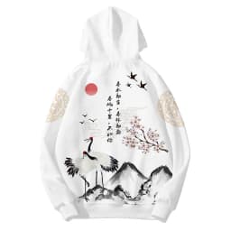 Coats Japanese Style Fashion Plum Blossom Crane 3D Print Men's Hoodies Boys Sweatshirt Long Sleeve Zipper Hoodie Brand Clothing