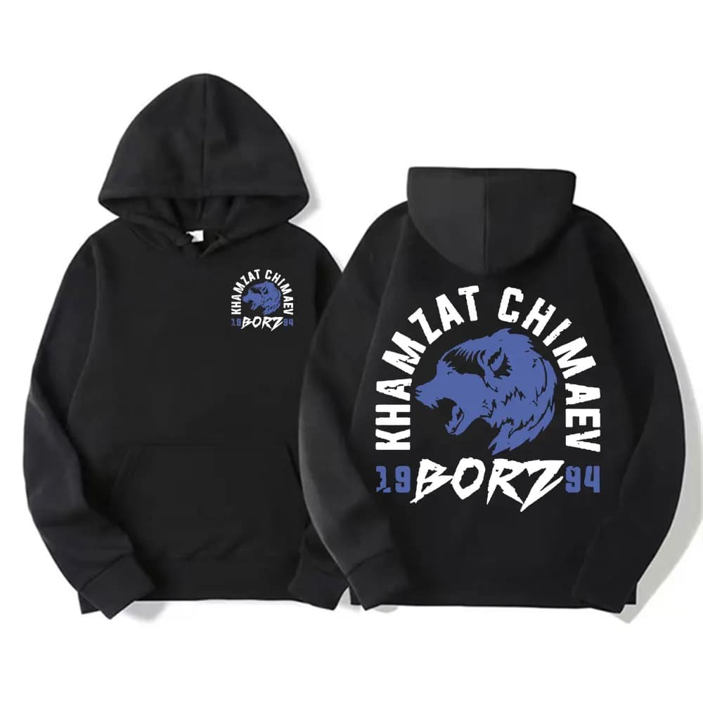 Khamzat Chimaev "borz" Logo Print Hoodies Men's Harajuku Gothic Vintage Sweatshirt Unisex Autumn/Winter Casual Hoodie Streetwear