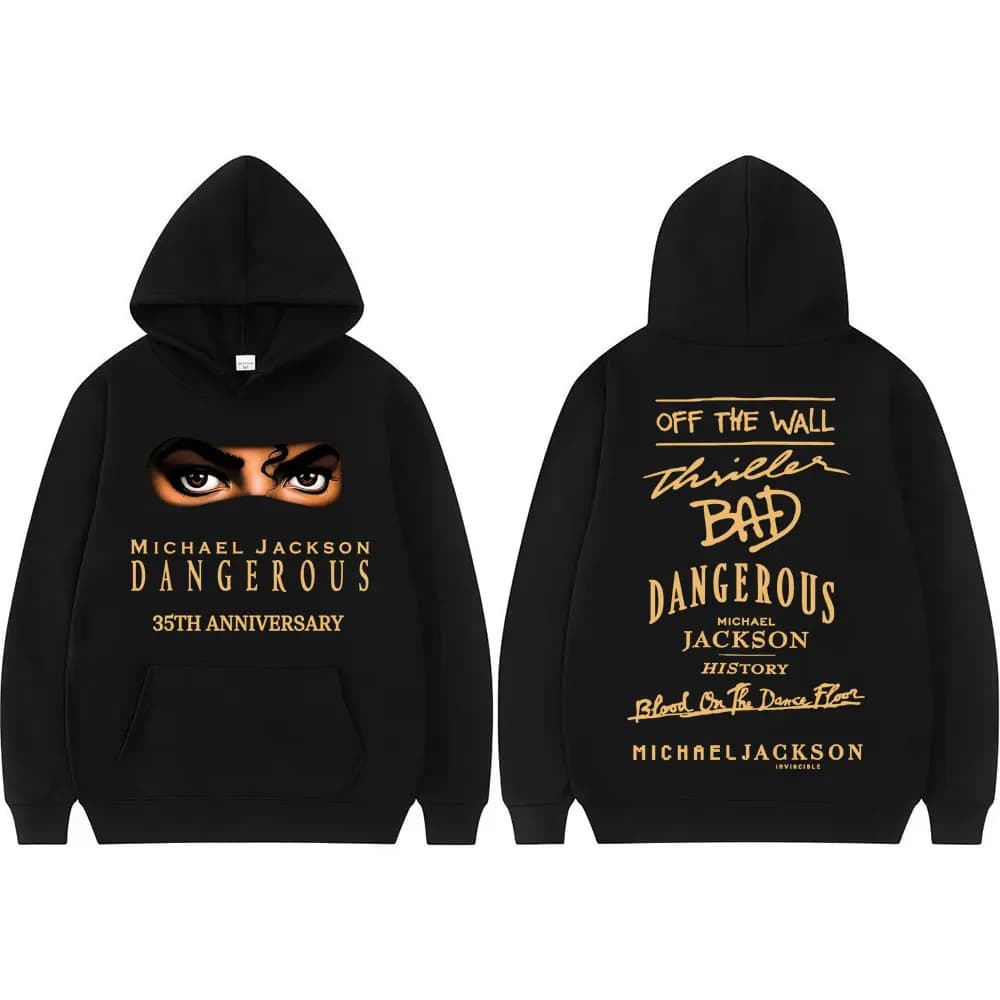 King of Pop Michael Jackson Bad Era Dangerous Hoodies Men's Clothing Fashion Gothic Hoodie Casual Comfort Sweatshirts Streetwear