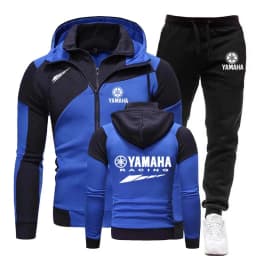 Yamaha Racing Motorcycle Racing Team 2026 Men's Double Zipper Hoodie and Pants Set Spring Men's Sportswear Women's Set