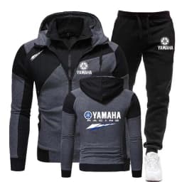 Yamaha Racing Motorcycle Racing Team 2026 Men's Double Zipper Hoodie and Pants Set Spring Men's Sportswear Women's Set