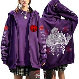 Naruto Akatsuki Uchiha Itachi Susanoo 2026 New Japanese Anime Fashion Y2K Casual Sportswear Men's Couple Style Zip Up Hoodie