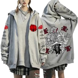 Naruto Akatsuki Uchiha Itachi Susanoo 2026 New Japanese Anime Fashion Y2K Casual Sportswear Men's Couple Style Zip Up Hoodie