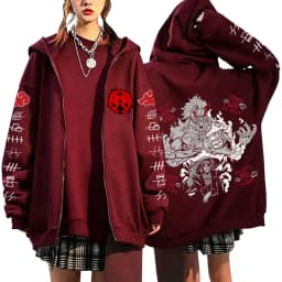 Naruto Akatsuki Uchiha Itachi Susanoo 2026 New Japanese Anime Fashion Y2K Casual Sportswear Men's Couple Style Zip Up Hoodie