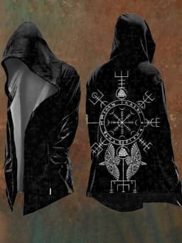 Halloween Abstract Universe Printing Hooded Cardigan Hip-hop Men Long Sleeve Hoodie Coat Vintage Loose Windbreaker Cloak
