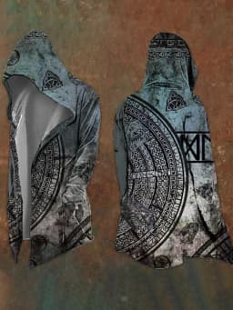 Halloween Abstract Universe Printing Hooded Cardigan Hip-hop Men Long Sleeve Hoodie Coat Vintage Loose Windbreaker Cloak