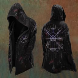 Halloween Abstract Universe Printing Hooded Cardigan Hip-hop Men Long Sleeve Hoodie Coat Vintage Loose Windbreaker Cloak