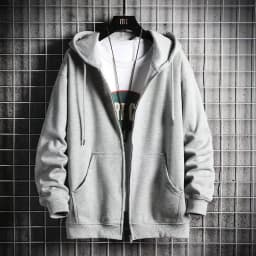 Men's Hoodie Zipper Cardigan Loose Fit Trendy Color Casual Outerwear Spring Autumn Winter Youth Popular Style Side Pocket