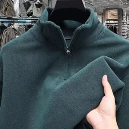 Thickened Fleece Half Zipper Hoodie Men's Outerwear Stand Collar Autumn Winter Style Brushed Inner Casual Fashion Warmth