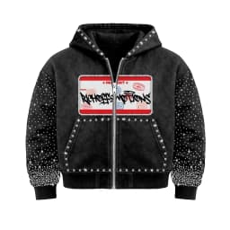 Y2K Retro Diamond Embroidered Logo Design Trendy Men Zipper Hoodie High Street Rock and Roll Goth Loose Hoodie for Men and Women